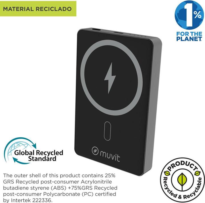 Immagine prodotto Muvit Powerbank for Change Schwarz Aluminium 10000 mAh (10000 mAh, 20 W)