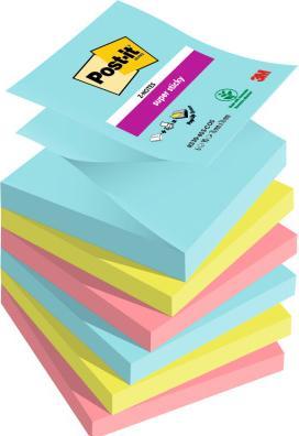 Image du produit Post-it Super Sticky Z-Notes 76x76mm R3306SSMI Miami 4 couleurs 6x90 feuilles (76 x 76 mm)