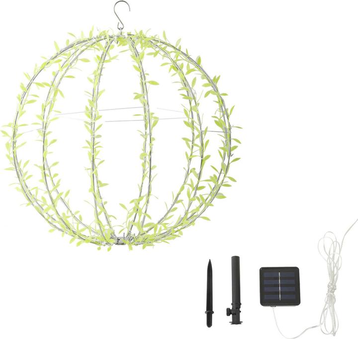 Actual product image Ideoon 4er-Set Solar Leuchtkugel im Blätterdesign - Ø40cm Gartenkugel mit 144 warmweissen LEDs - IP44 (IP44)