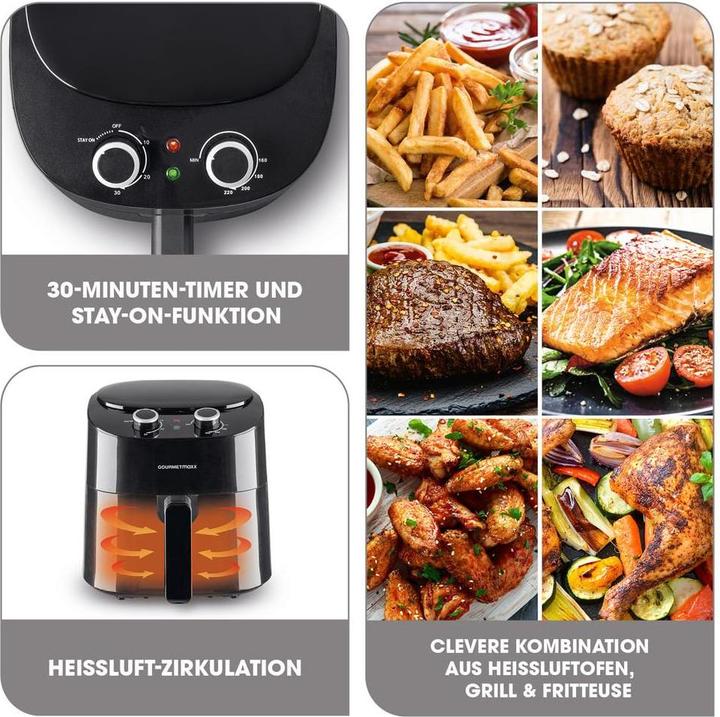 Immagine prodotto Gourmetmaxx Heissluft-Fritteuse 4.5 l, Detailfarbe: Schwarz