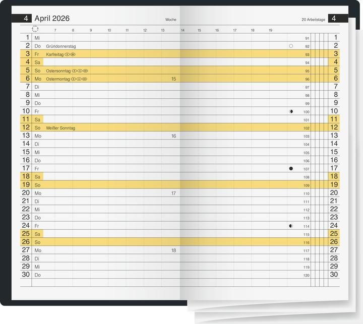 Produktbild Rido Taschenkalender Mini 2026 schwarz (A6, Deutsch)