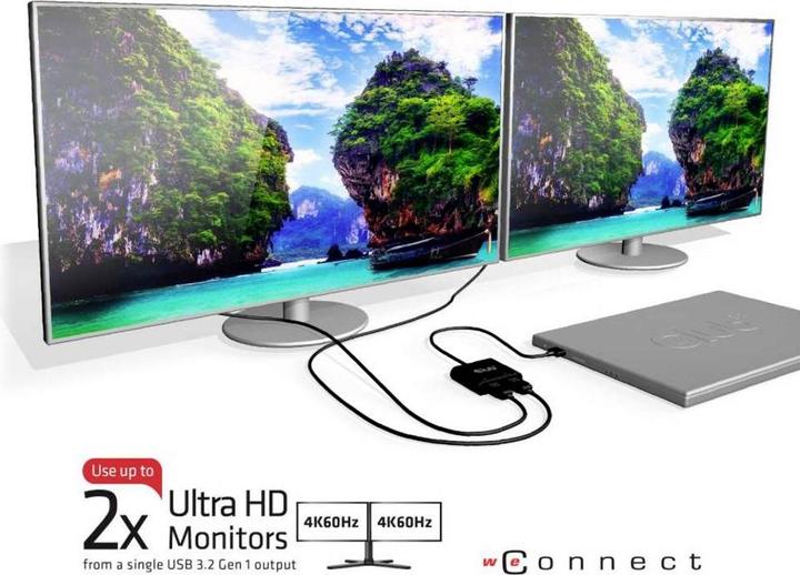Produktbild Club 3D USB A auf HDMI 2.0 Dual Monitor 4K 60Hz Adapter