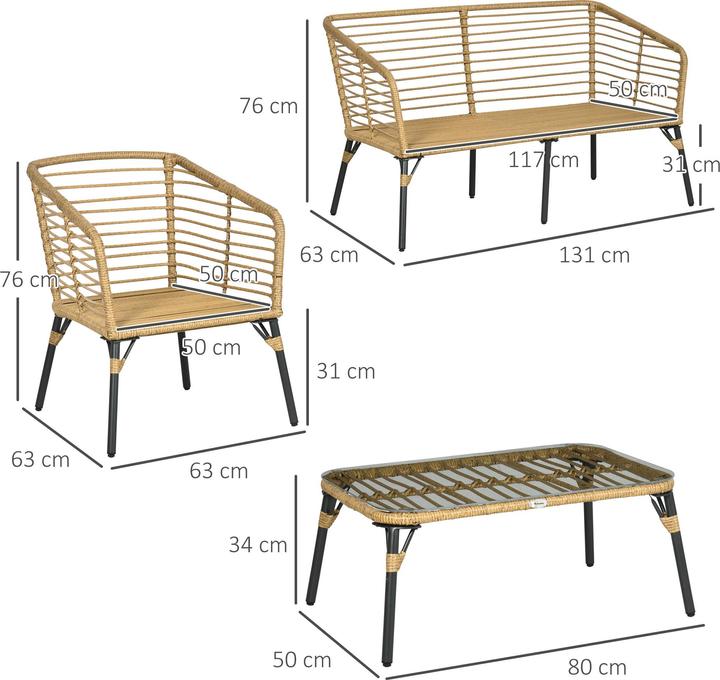 Actual product image Outsunny Garden furniture set with seat cushion
