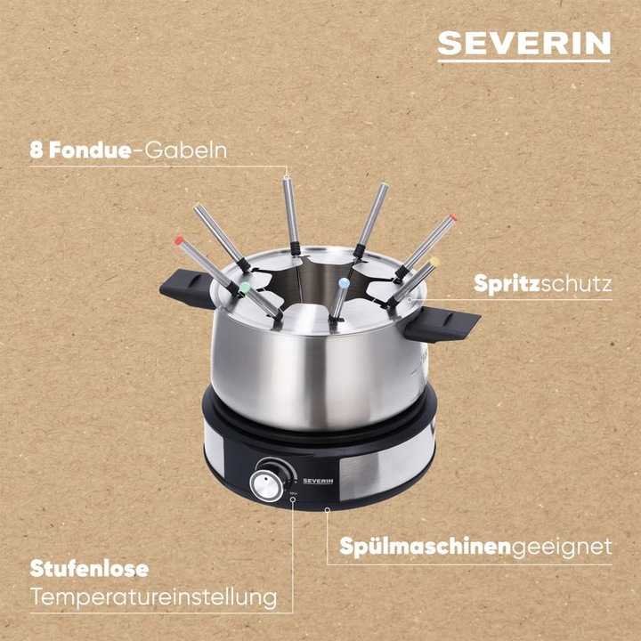 Actual product image Severin FO2471 stainless steel, black (Chocolate fondue, Cheese fondue, Chinoise Fondue, Fondue Bourguignonne)