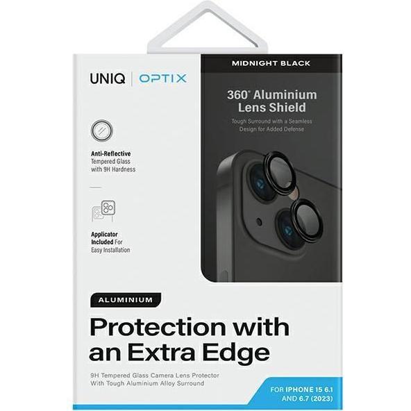 Thumbnail - Uniq Optix Aluminium Camera Lens Protector iPhone 15 6.1" / 15 Plus 6.7" midnight black szkło na obi (1 Stück, Apple iPh...