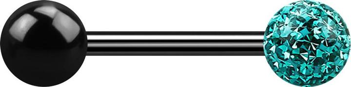 Actual product image Star Piercing Barbell schwarz mit Kugel und Kristallkugel türkis Epoxy Schutzschicht (without brass, Titanium)