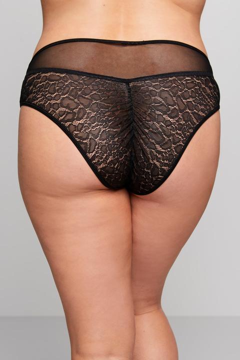 Actual product image Ulla Popken Sheer Leopard Print Lace Panty (46, 48)