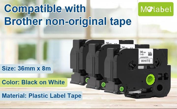 Actual product image Molabel 10er Pack Beschriftungsbänder für Brother (3.60 cm, Black, White)