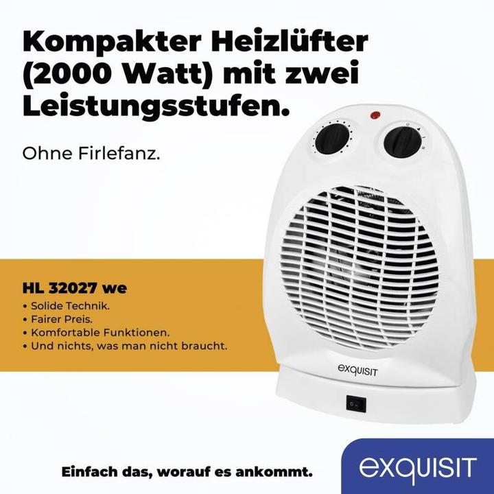 Image du produit GGV Chauffage ventilé HL 32027 we 2 niveaux de chaleur (1000/2000 watts) réglage froid (mode (2000 W)