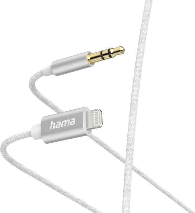 Actual product image Hama Audio cable, Lightning - 3.5 mm jack plug, 1.0 m, White (1 m, AUX cable)