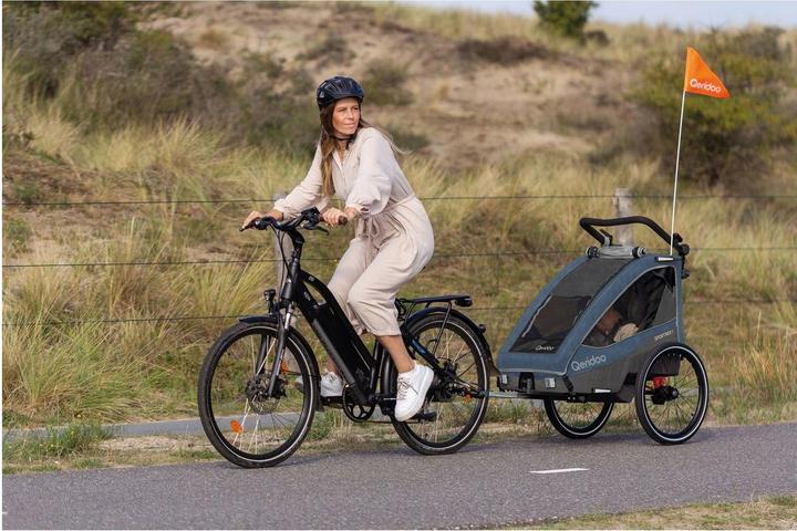 Produktbild Qeridoo Kinderfahrradanhänger Sportrex 2 Limited Edition Jeans Blue Kollektion 2023