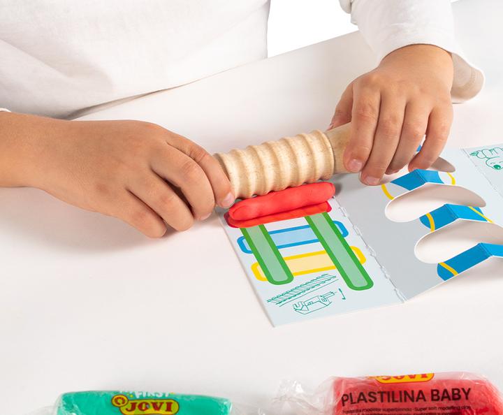Actual product image Jovi Plastilina Baby My First Case with 4 bars modeling clay and 3 different wooden rolling pins