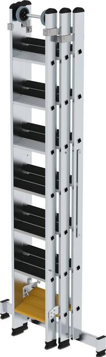 Produktbild Munk Stufen-Mehrzweckleiter 3-teilig mit nivello-Traverse und clip-step R13 3x7 Stufen (Mehrzweckleiter, 610 cm)