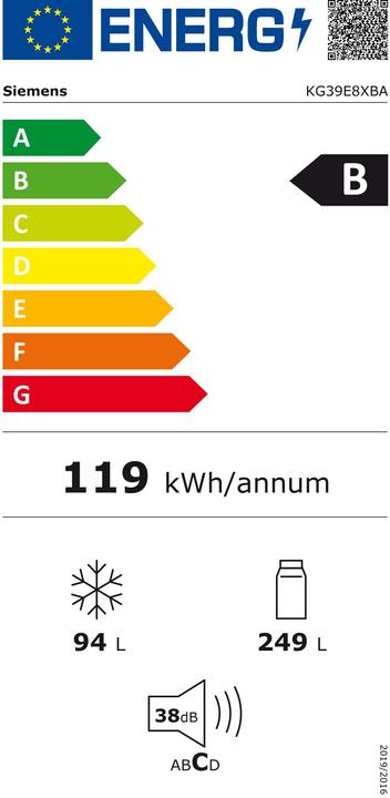Energy Label Siemens KG39E8XBA (343 l)