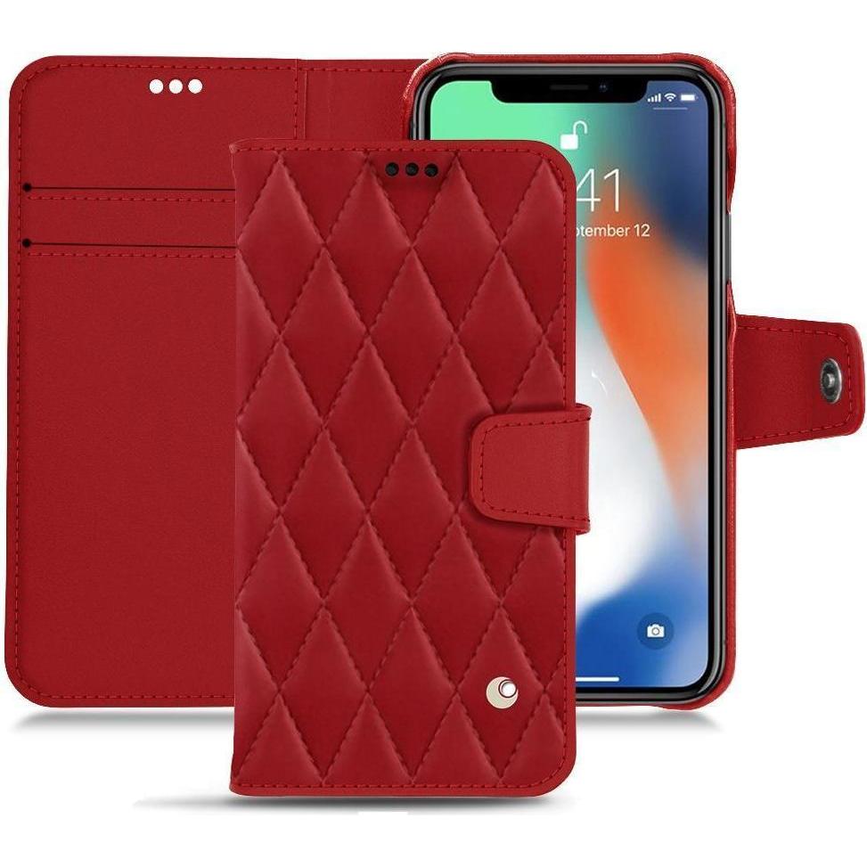 Noreve Lederschutzhülle Wallet (Apple iPhone XR), Smartphone Hülle, Rot