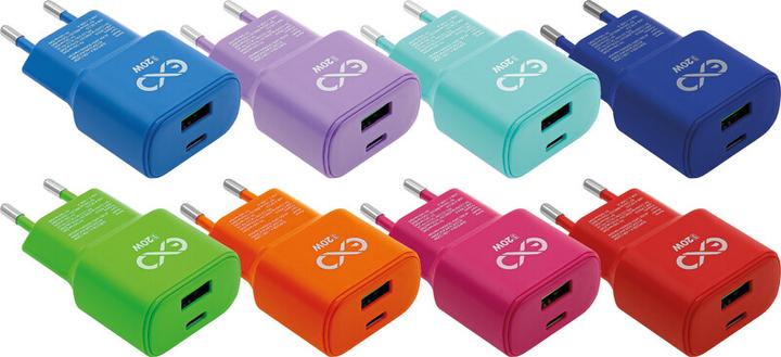 Immagine prodotto EXC Caricatore USB SLIM, porta USB-A e USB-C (20 W, 2 porte)