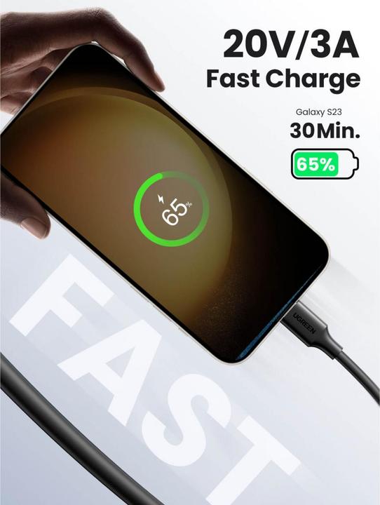 Produktbild Ugreen USB C  — USB C (1 m, USB 2.0, 60 W)