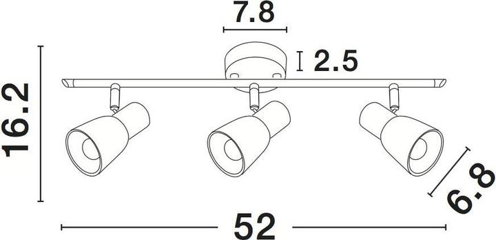 Actual product image Nova Luce PUBLICO ceiling light E14 triple nickel 52x7.8x16.2cm dimmable 667003