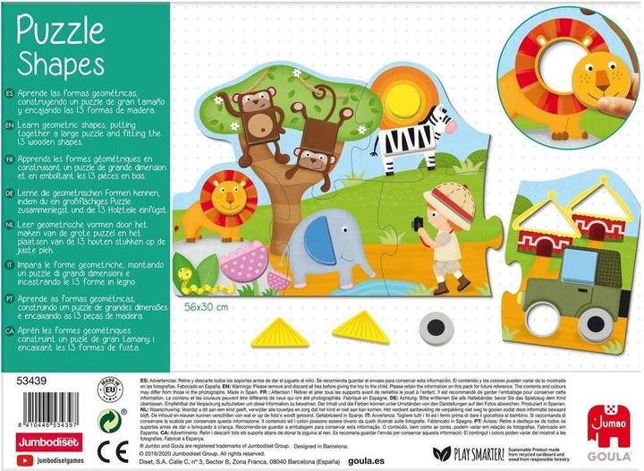 Produktbild Goula Puzzle Shapes Safari 6 Teile plus 13 geometrische Formen, 56x30 cm, ab 2 J. (6 Teile)