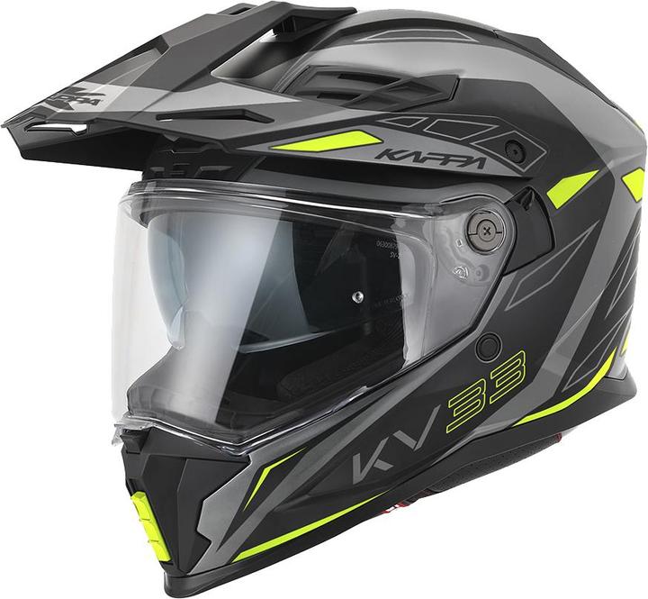 Kappa KV-33 WIZARD Endurohelm matt grau-schwarz-gelb XS (XS)