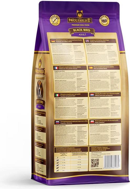 Image du produit Wolfsblut Nourriture sèche pour chiens Black Bird ADULT Dinde+patate douce (Adulte, 1 pcs, 2000 g)