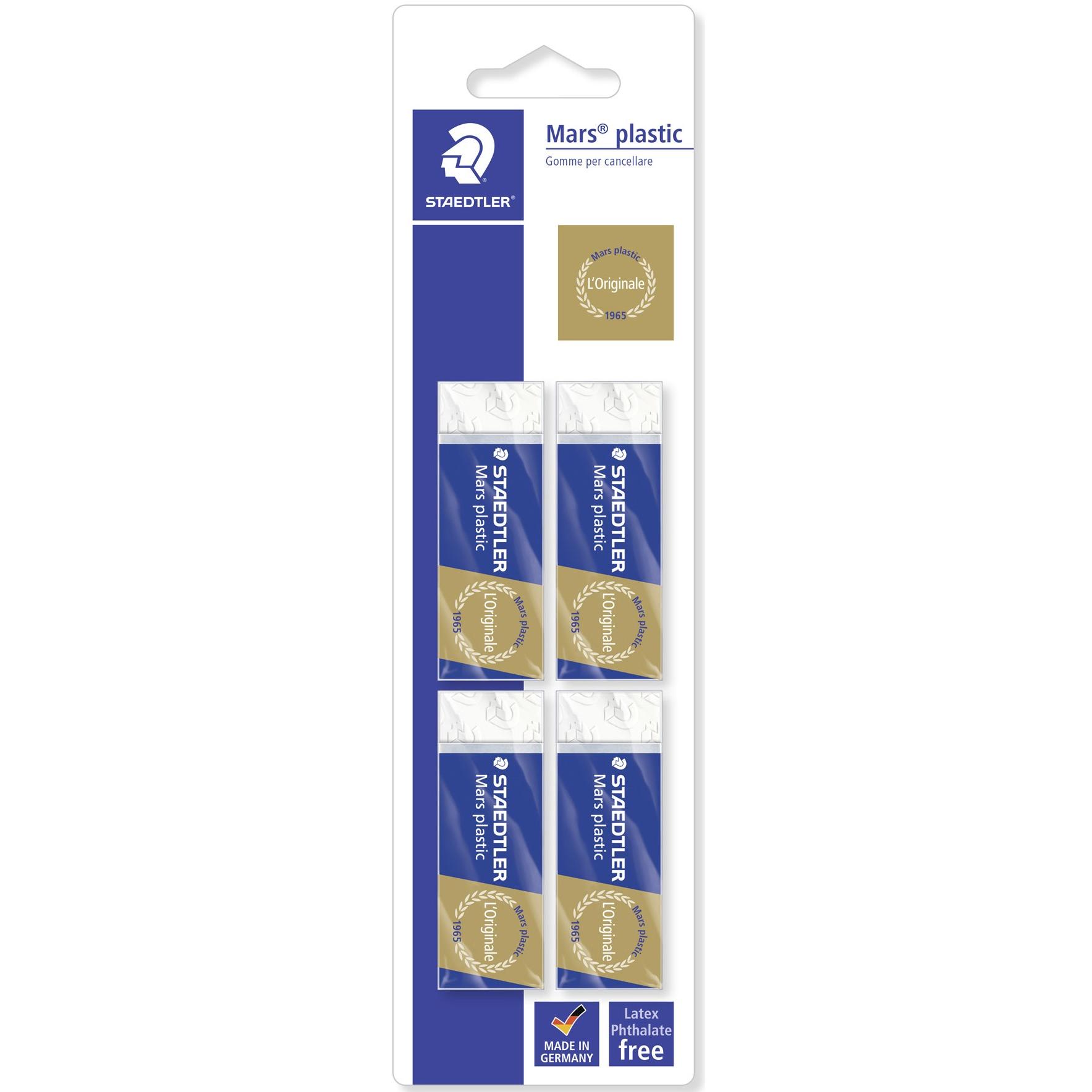 Staedtler, Korrekturmittel, Mars plastic 526 50 Radierer Blisterkarte mit 4 Radierern