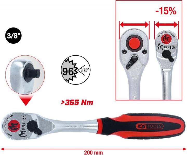 Produktbild KS Tools 3/8 Monster Umschaltknarre (3/8")