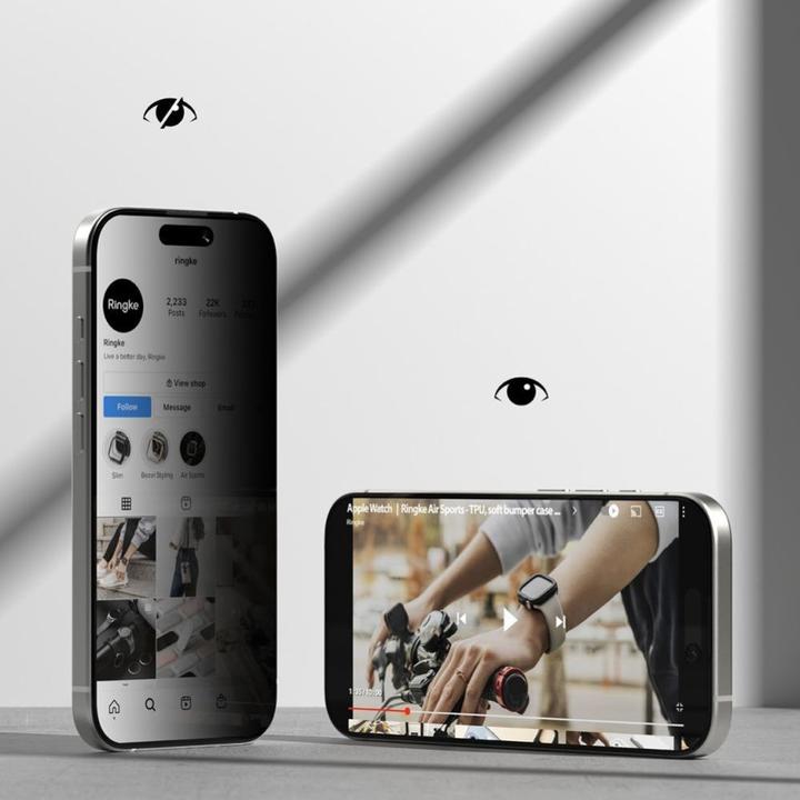 Actual product image Ringke - Easy Slide Privacy Tempered Glass (2 pack) - iPhone 17 - Black (2 pcs., Apple iPhone 17)