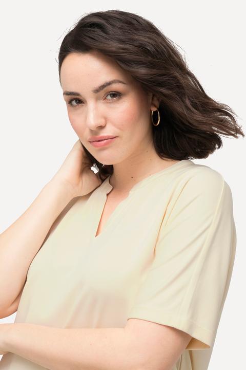 Actual product image Ulla Popken Split Neck Short Sleeve T-Shirt (42, 44)