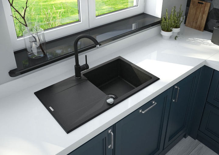 Actual product image No Name 1-bowl granite sink with drainer (Top-mounted sink, 78 cm, 78 cm)