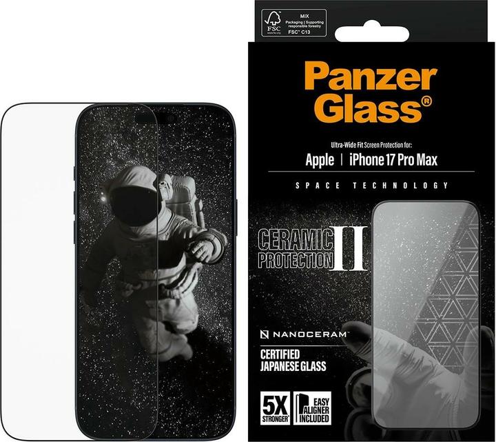 Produktbild PanzerGlass Ceramic II Displayschutz - Ultra Wide Fit (1 Stück, Apple iPhone 17 Pro Max)