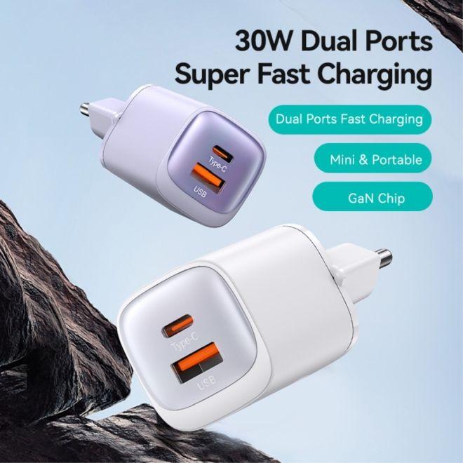 Actual product image Usams Ład. siec. CC254 30W GaN USB-C/USB-A Fast Charging HC Series czarny/black CC254TC01 (30 W)