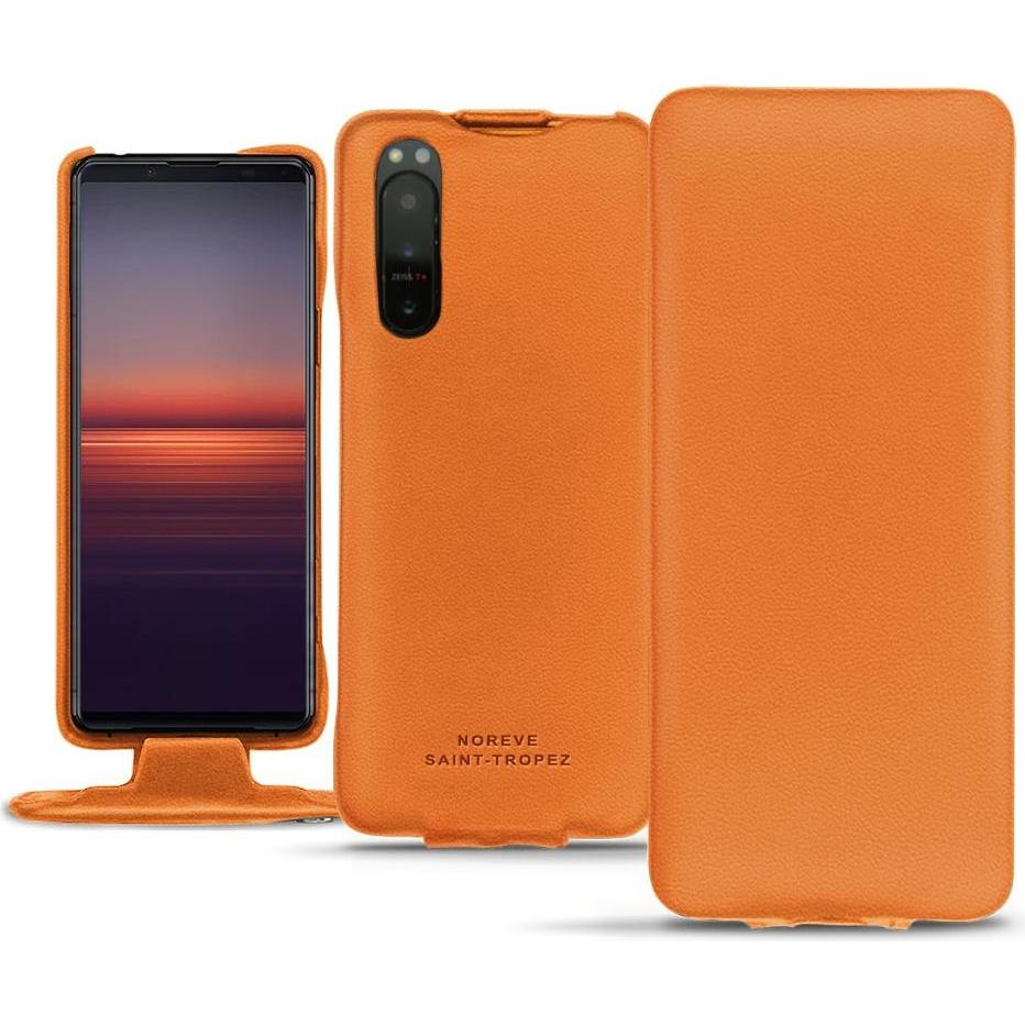 Thumbnail - Noreve Lederschutzhülle vertikal (Sony Xperia 5 II), Smartphone Hülle, Orange