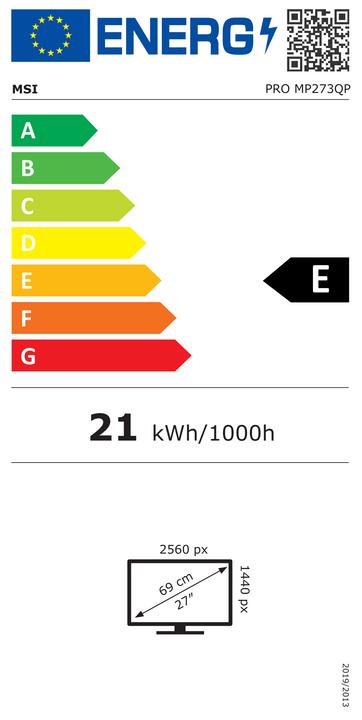 Energie-Label MSI IPS PRO MP273QPDE E2 (2560 x 1440 Pixel, 27")