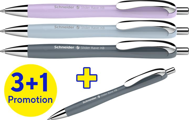 Produktbild Schneider Kugelschreiber Slider Rave (Arctic, Blossom, Urban Grey, 4x)