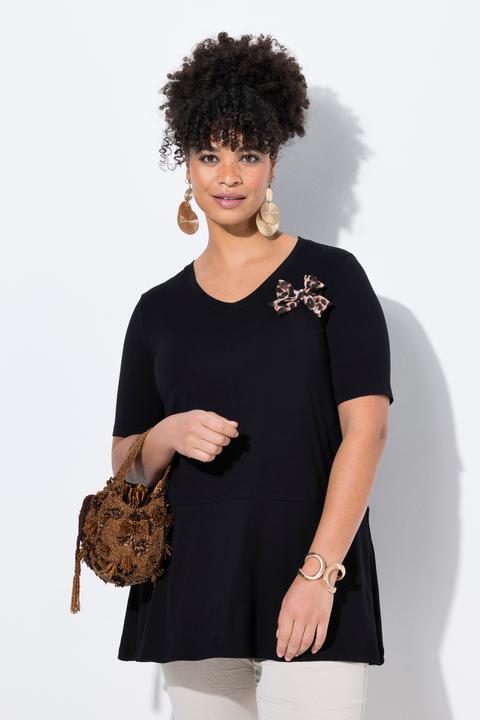 Image du produit Miamoda Damen grosse Grössen T-Shirt, weite A-Linie, abnehmbare Leo-Brosche schwarz 50 840497100-50 (50)