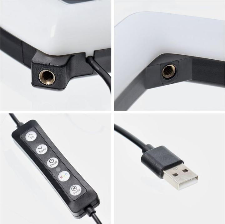 Produktbild OEM Smart device LED Ring Stream RGB lamp 10" with holder for mobile HEART + tripod JM26-10 black (Ringlicht)
