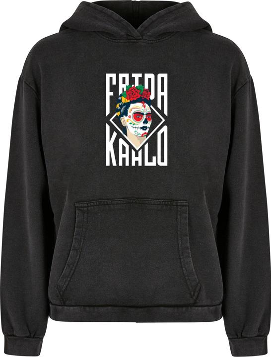 Produktbild Merchcode Ladies Frida Kahlo - Lettering Acid Washed Oversize Hoody - 178029 (S)