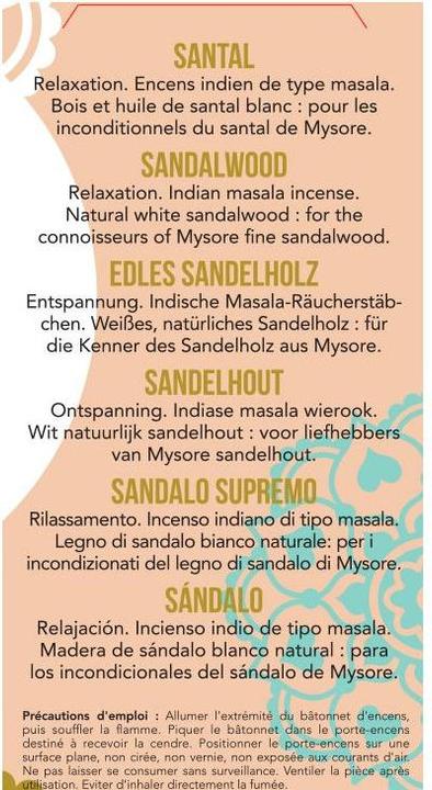 Nährwerte und Zutaten Aromandise Trad. Räuchers. Sandelholz