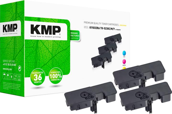 Actual product image KMP 3 K-T83CMYX cyan, magenta, yellow toner replaces KYOCERA TK-5230C/M/Y (2911,3030) (M, C, Y)
