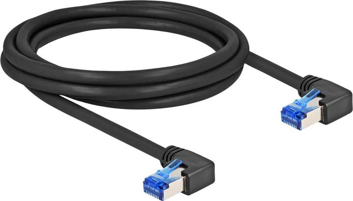 Produktbild Delock RJ45 Netzwerkkabel Cat.6A S/FTP rechts gewinkelt 2 m schwarz (S/FTP, CAT6a, 2 m)