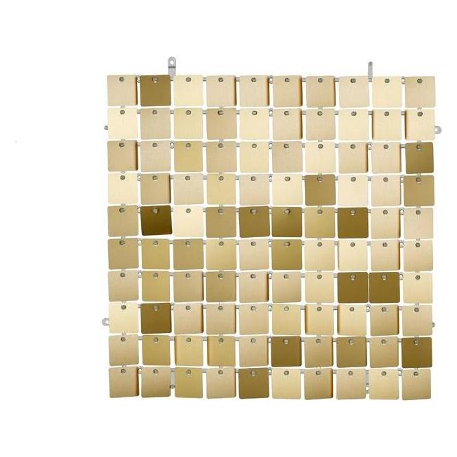 Partydeco Paillettenpanel, Quadrate, Hellgold, 30x30cm