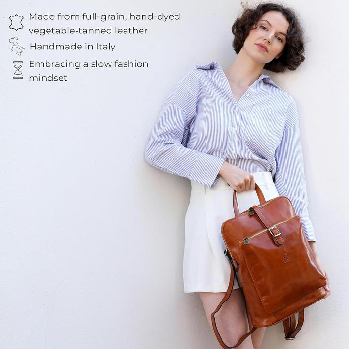 Actual product image Time Resistance Convertible Leather Backpack Shoulder Bag