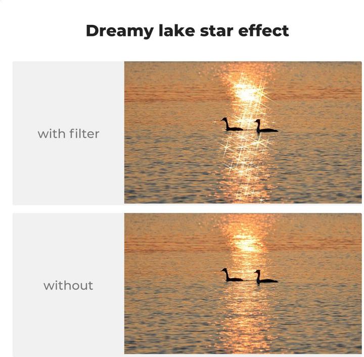 Actual product image K&F Concept 6-line Star Filter, HD, Anti-Reflection Green Coating, Waterproof and Scratch Resistant on one Side