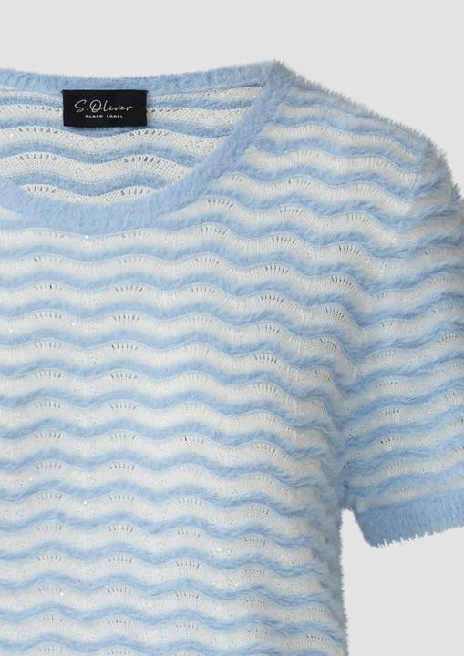 Produktbild s.Oliver Strickpullover Kuscheliger Kurzarm-Pullover mit Wellenstrickmuster und Pailletten (48)