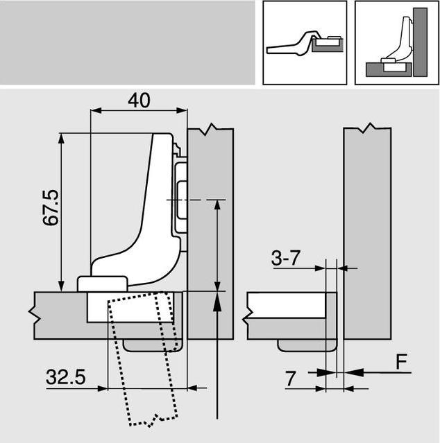 Image du produit Blum 71B9750 NI charn.encast. BM 95° a visser