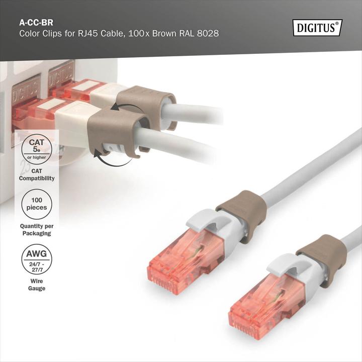 Produktbild Digitus Farbclips für Patchkabel - Braun (CAT5e)