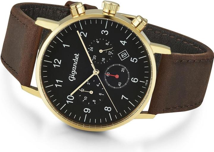 Image du produit Gigandet Montre analogique à quartz japonais avec bracelet cuir et double fuseau horaire (Montre analogique)