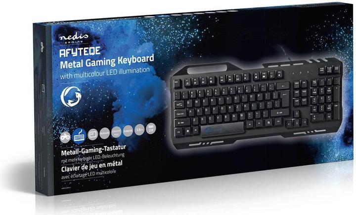 Produktbild Nedis Wired Gaming Keyboard Gaming-Tastatur RGB-Beleuchtung USB 2.0 US International Metalldesign US (Eng. Int., Kabelgebunden)