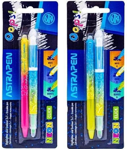 Astra 2in1 Textmarker + löschbarer Stift Neon-Mix (1x)